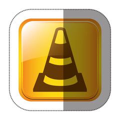 sticker square shape with striped traffic cone vector illustration vector illustration