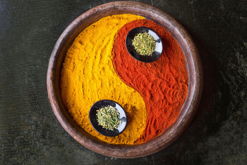 Yin yang made of spices