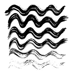 Black ink vector brush strokes. Vector illustration. Grunge wave texture.