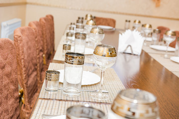 Wine glasses on a table