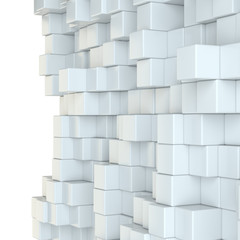 Wall of white cubes