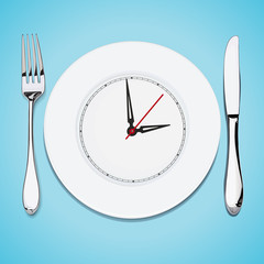 the time lunch, cutlery, dish knife and fork