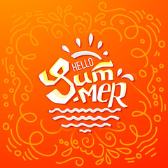 Hello Summer doodle lettering