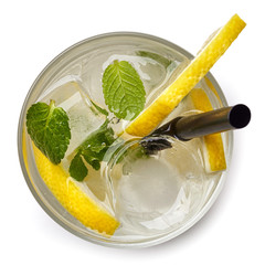 Glass of lemon soda drink