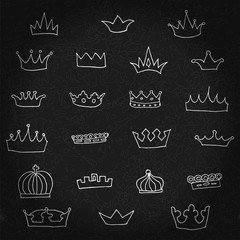 hand drawn crowns set