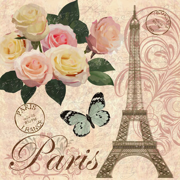 Paris vintage postcard.