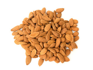 fresh almonds on a white background