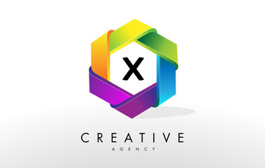 X Letter Logo. Corporate Hexagon Design