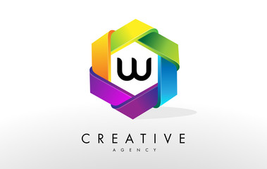 W Letter Logo. Corporate Hexagon Design