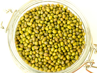 mung beans on a white background
