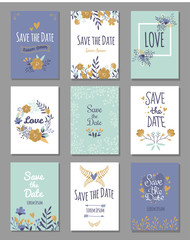 Vintage template colorful save date print layout design vector illustration.