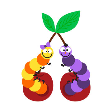Cartoon caterpillar insect vector illustration.