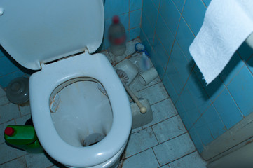 Dirty toilet, hygiene concept.