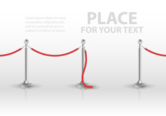 Stand rope barriers open. vector illustration