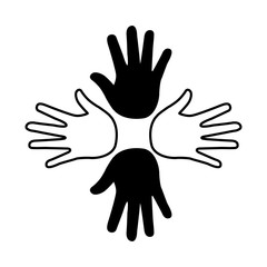 hands print paint around vector illustration design