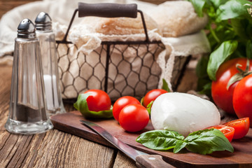 Mozzarella, tomato and basil.