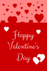 Happy Valentine's Day Card with red and white hearts floating
