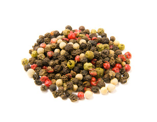 Heap of mix of peppers isolated of white background