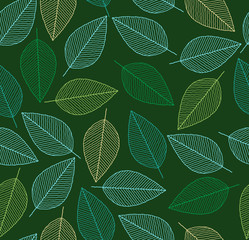 vector seamless background with spring colored leaves