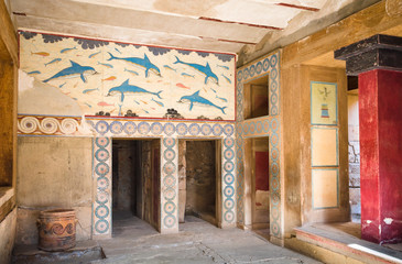 Old walls of Knossos near Heraklion. The ruins of the Minoan palaces is the largest archaeological...
