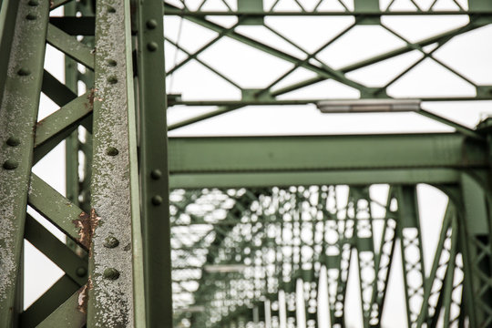 structure of old rusty iron bridge