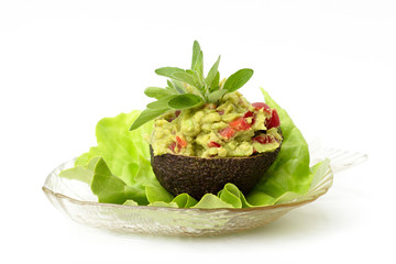 guacamole on a white background