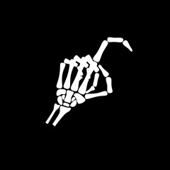 White hand bone show the number nine in chinese hand sign in bla