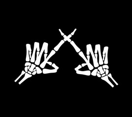 White hand bone show the number ten in chinese hand sign in blac