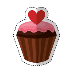 sweet cupcake with heart vector illustration design