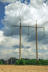 Fototapeta na wymiar Power lines in countryside