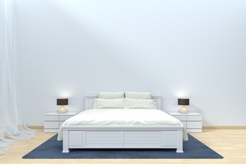 Bedroom interior for modern home have lamp bright,3D rendering