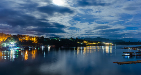 Fototapeta na wymiar Floating village at night