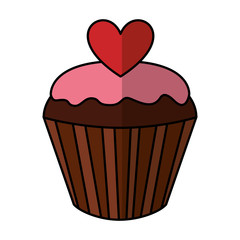 sweet cupcake with heart vector illustration design