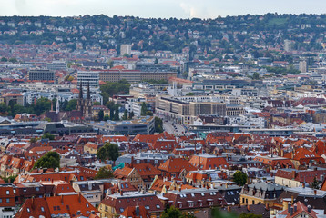 Fototapeta na wymiar View of Stuttgart from hill, Germany
