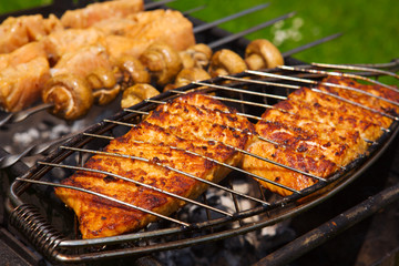 Fresh crispy grilled salmon.