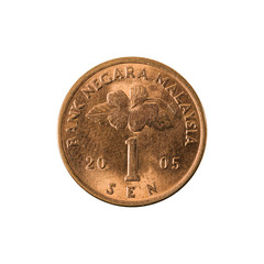 1 malaysian sen coin (2005) obverse isolated on white background © Henning Marquardt