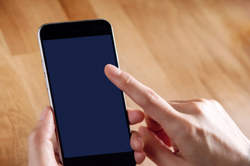 Smart Phone Mockup image with Female Hand