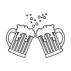 contour beer glasses icon image design, vector illustration
