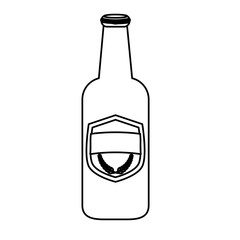 contour bottle of beer icon design, vector illustration