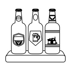 contour bottle of beer icon image design, vector illustration