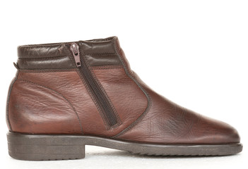 vintage style brown leather shoes on white background