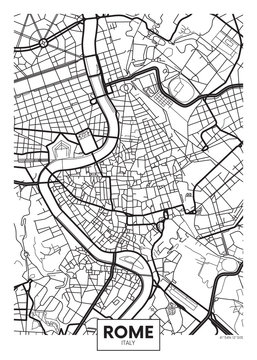 Vector poster map city Rome