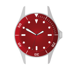 simple modern sport divers style red watch case and dial object eps10