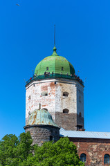 Fototapeta na wymiar Vyborg city fortress knights sky