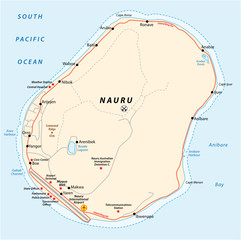 Vector road map of the Republic of Nauru