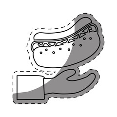 hot dog in the hand icon image, vector illustration design
