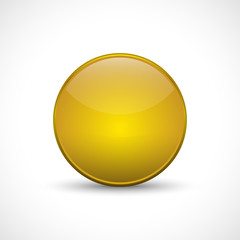 Yellow glossy button. Template for icons
