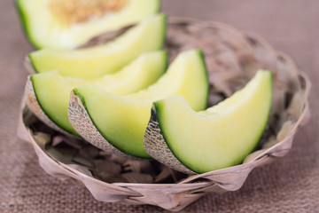 Green cataloupe melon