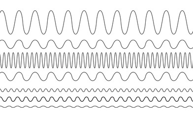 sin waves with different frequencies and amplitudes vector graph