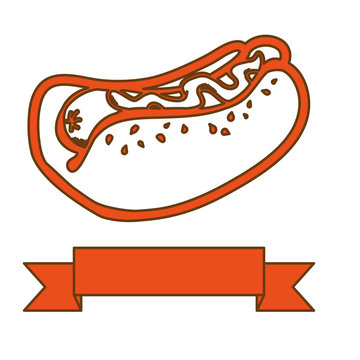hot dog fast food emblem image vector illustration design